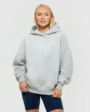 Comfort Oversized Graphic Hoodie | Silver Grey Marl