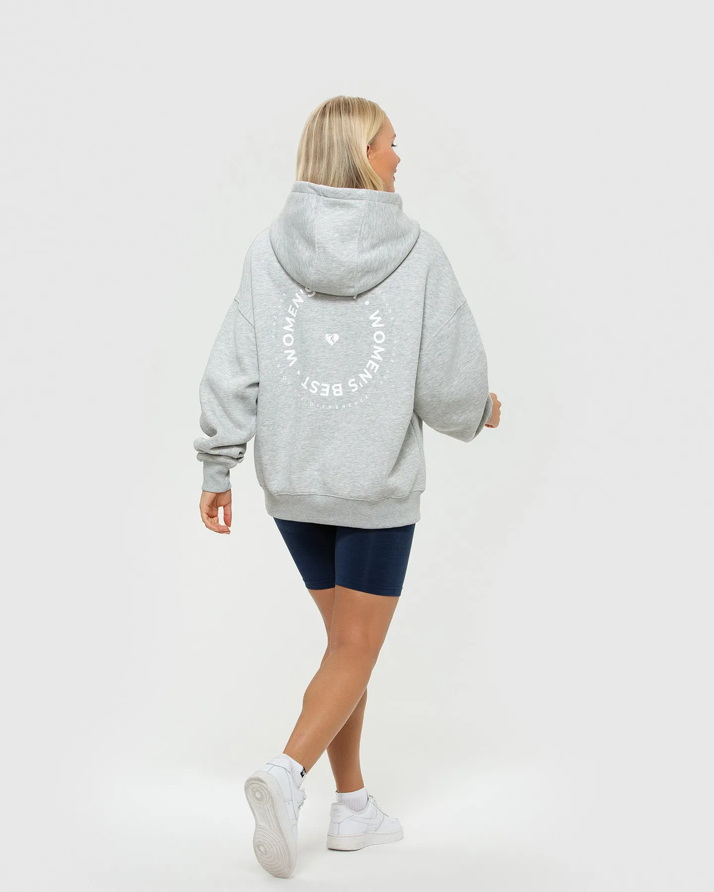 Comfort Oversized Graphic Hoodie | Silver Grey Marl