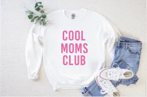 Cool Moms Club White Crew Neck Sweater Pink Writing