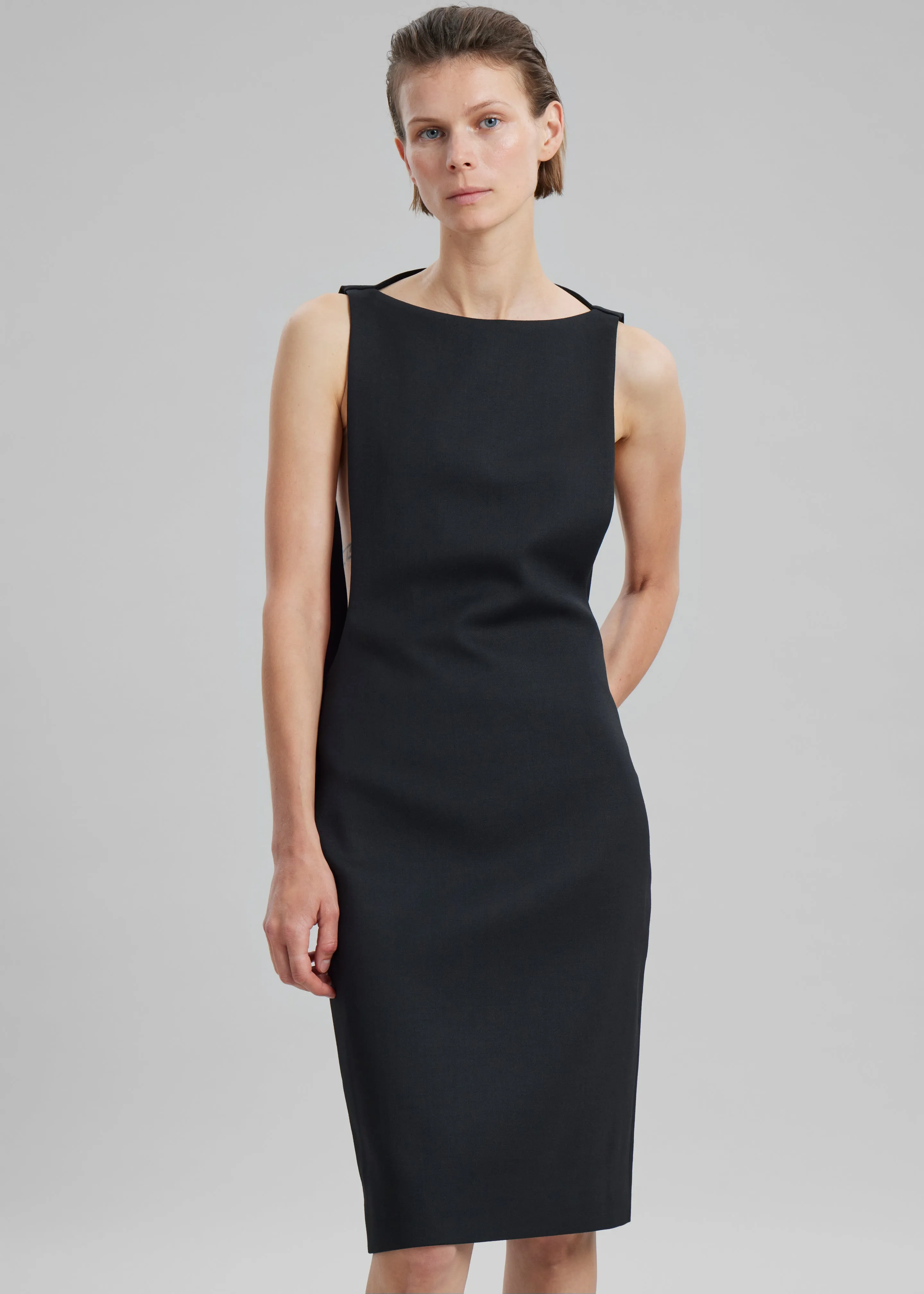Coperni Open Back Cape Dress - Black