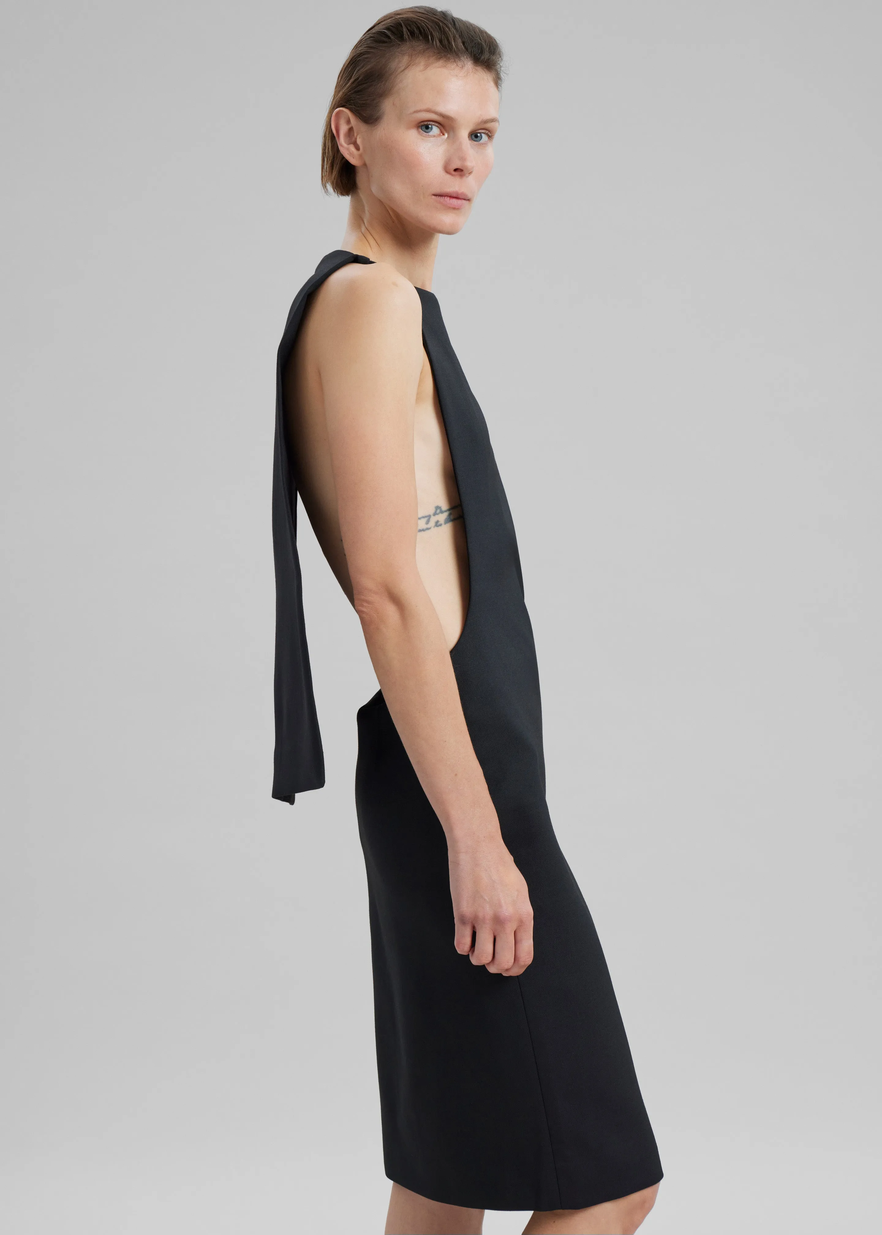 Coperni Open Back Cape Dress - Black