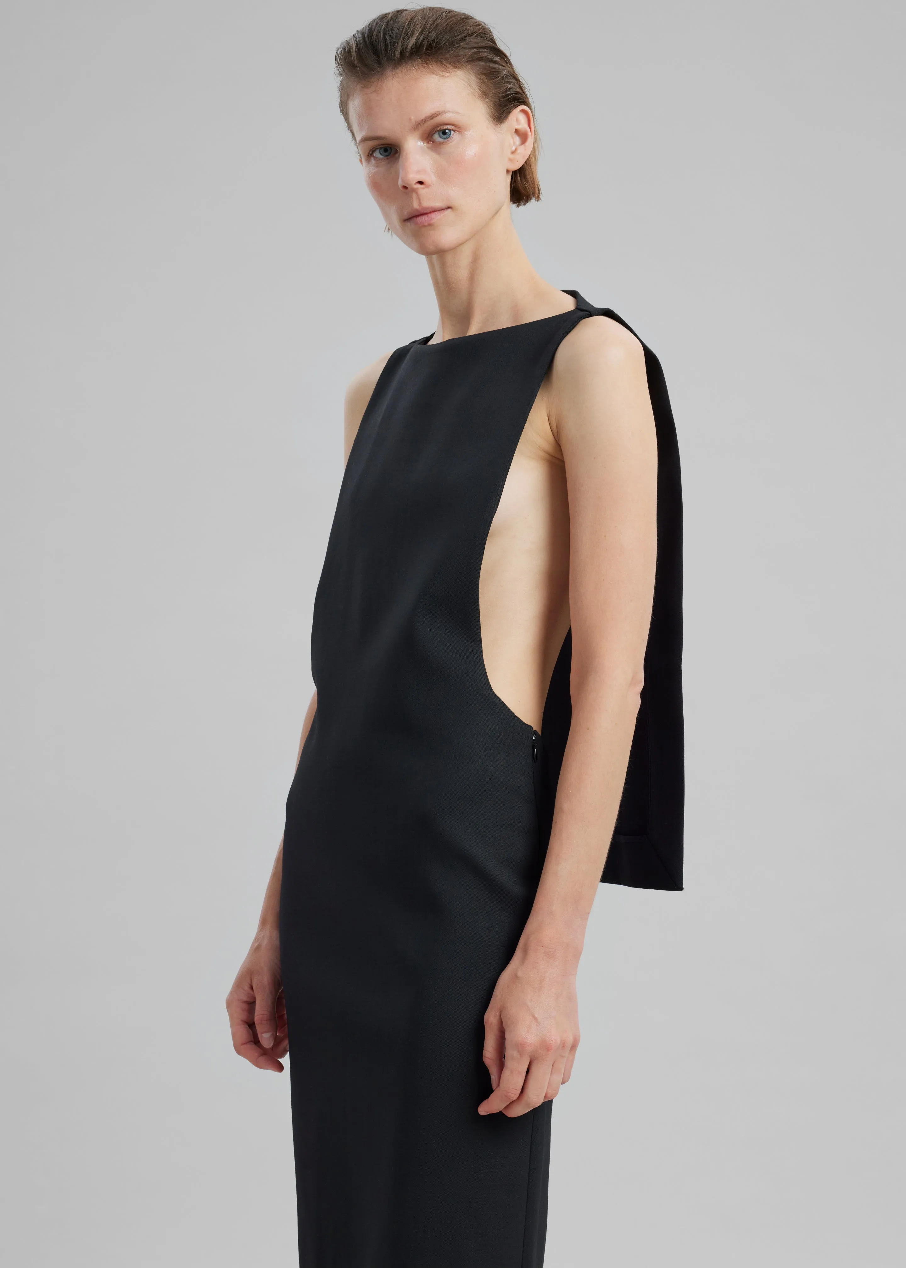 Coperni Open Back Cape Dress - Black