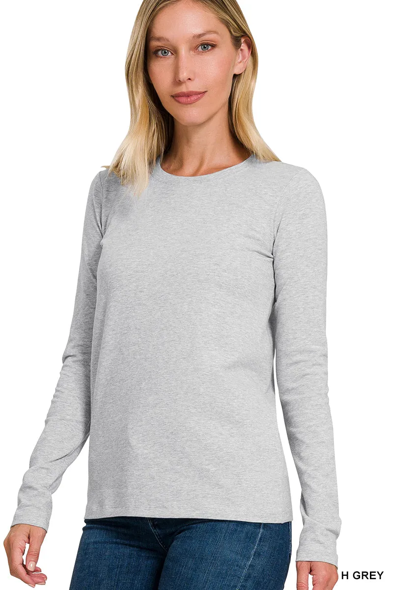Cotton Crew Neck Long Sleeve Tee