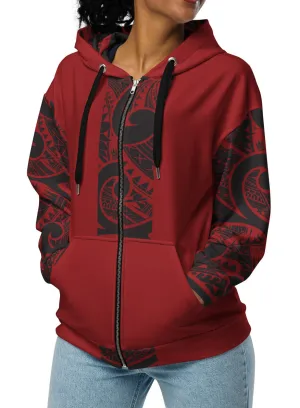 Crimson Tribal Zip Up Hoodie