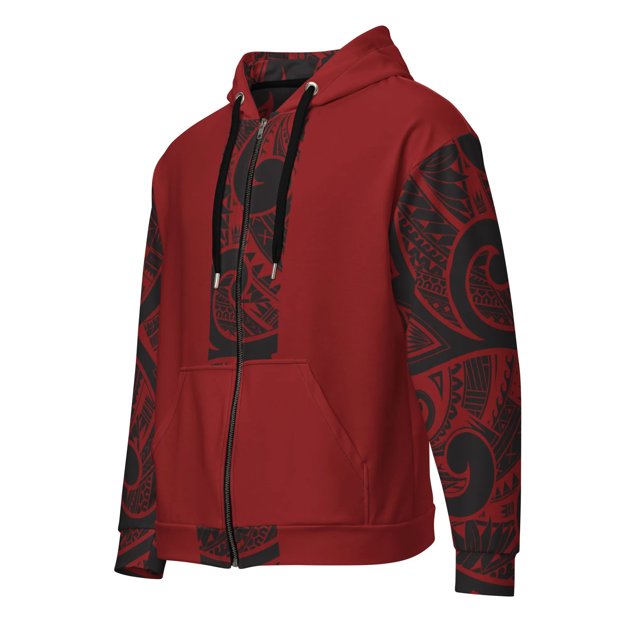 Crimson Tribal Zip Up Hoodie