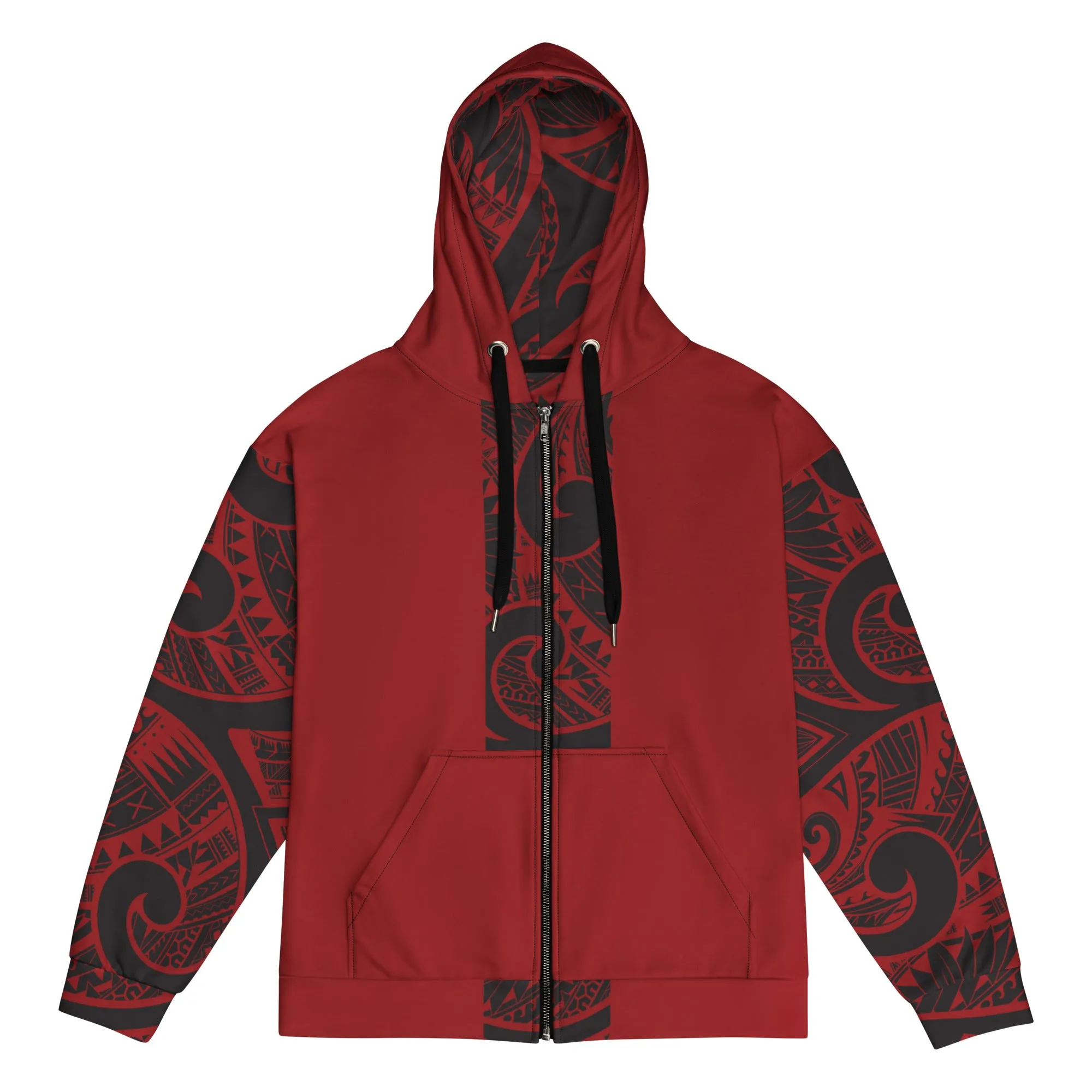 Crimson Tribal Zip Up Hoodie