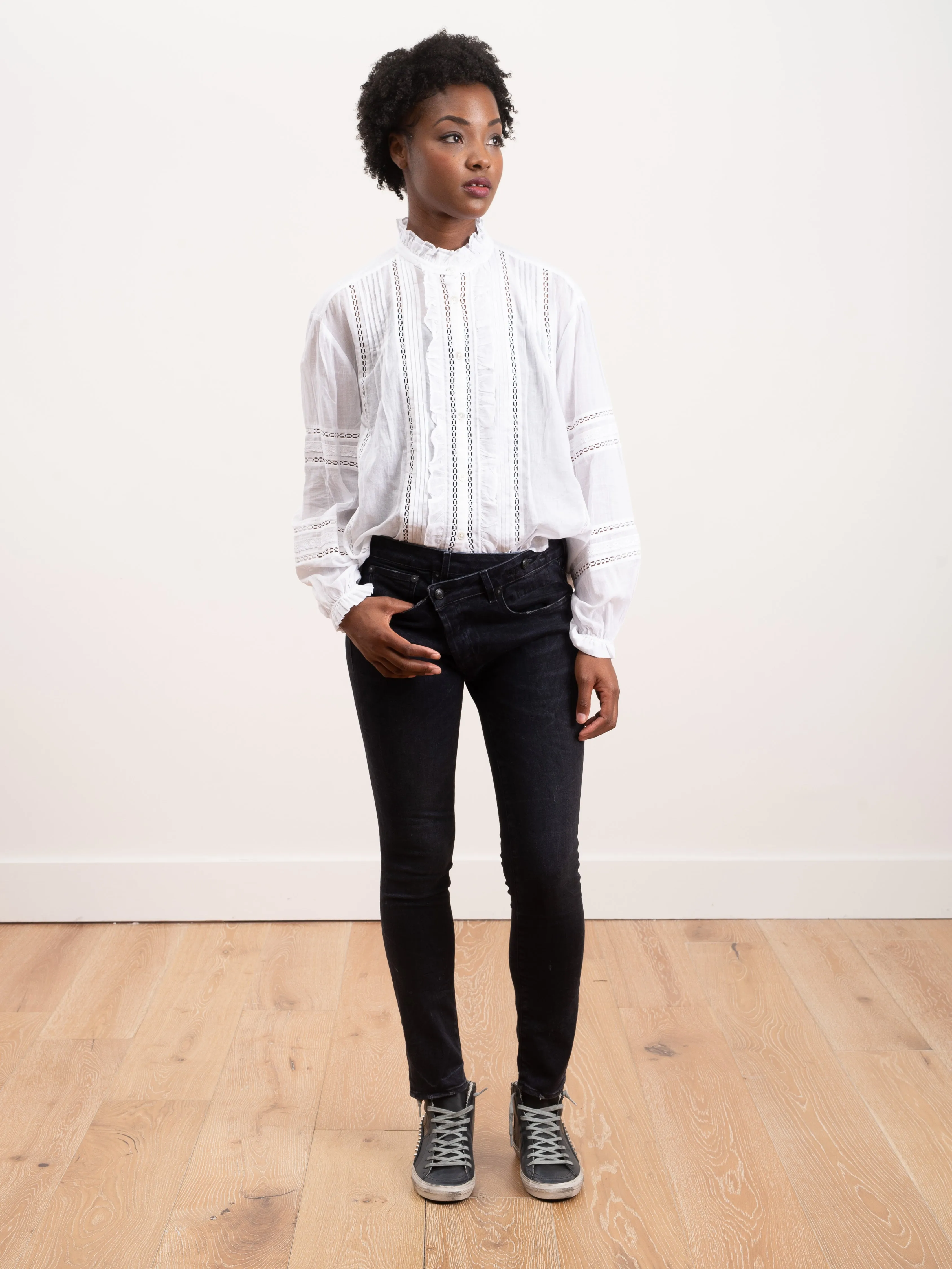 crossover skinny jeans - black marble