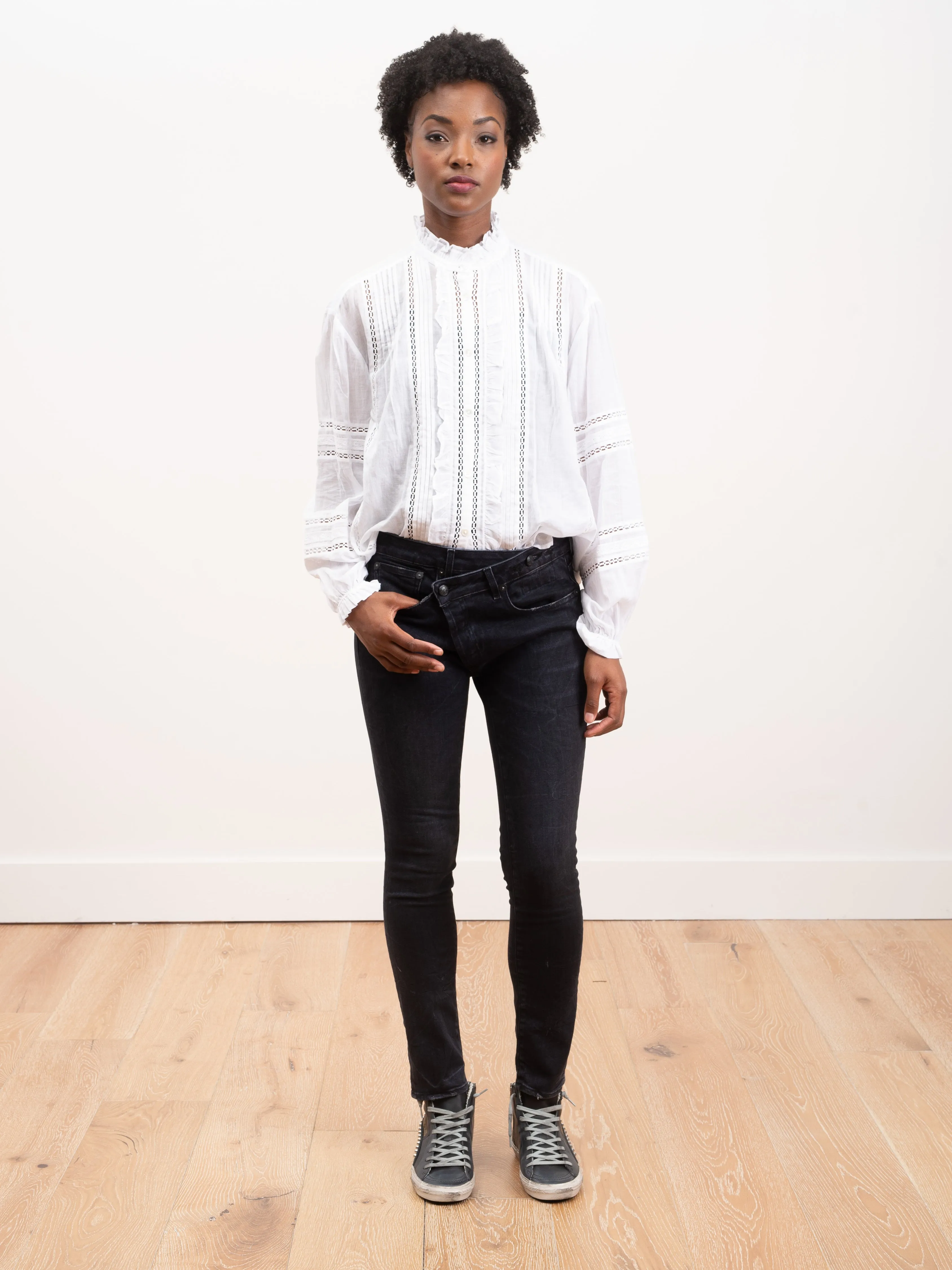 crossover skinny jeans - black marble