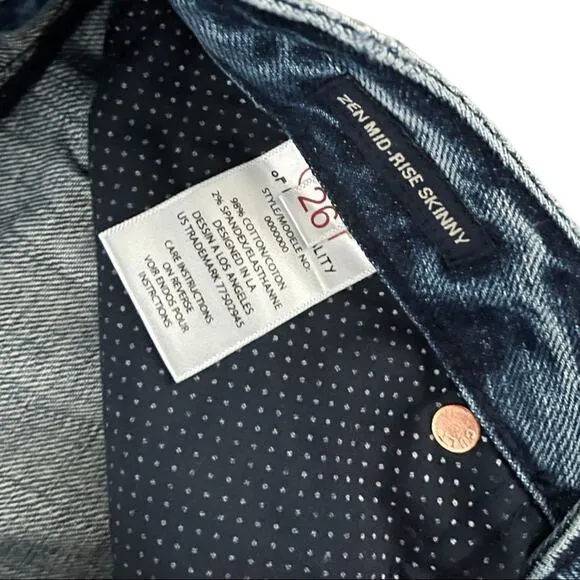Cult of Individuality Womens Zen Mid-Rise Skinny Jeans 26 Hemm Two-Toned Casual
