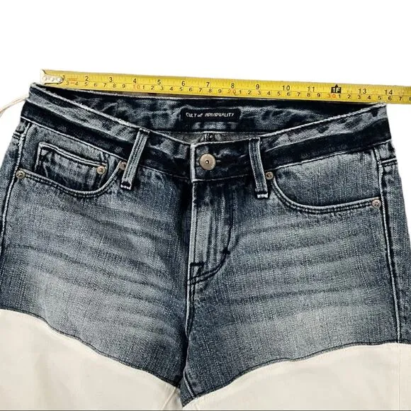 Cult of Individuality Womens Zen Mid-Rise Skinny Jeans 26 Hemm Two-Toned Casual