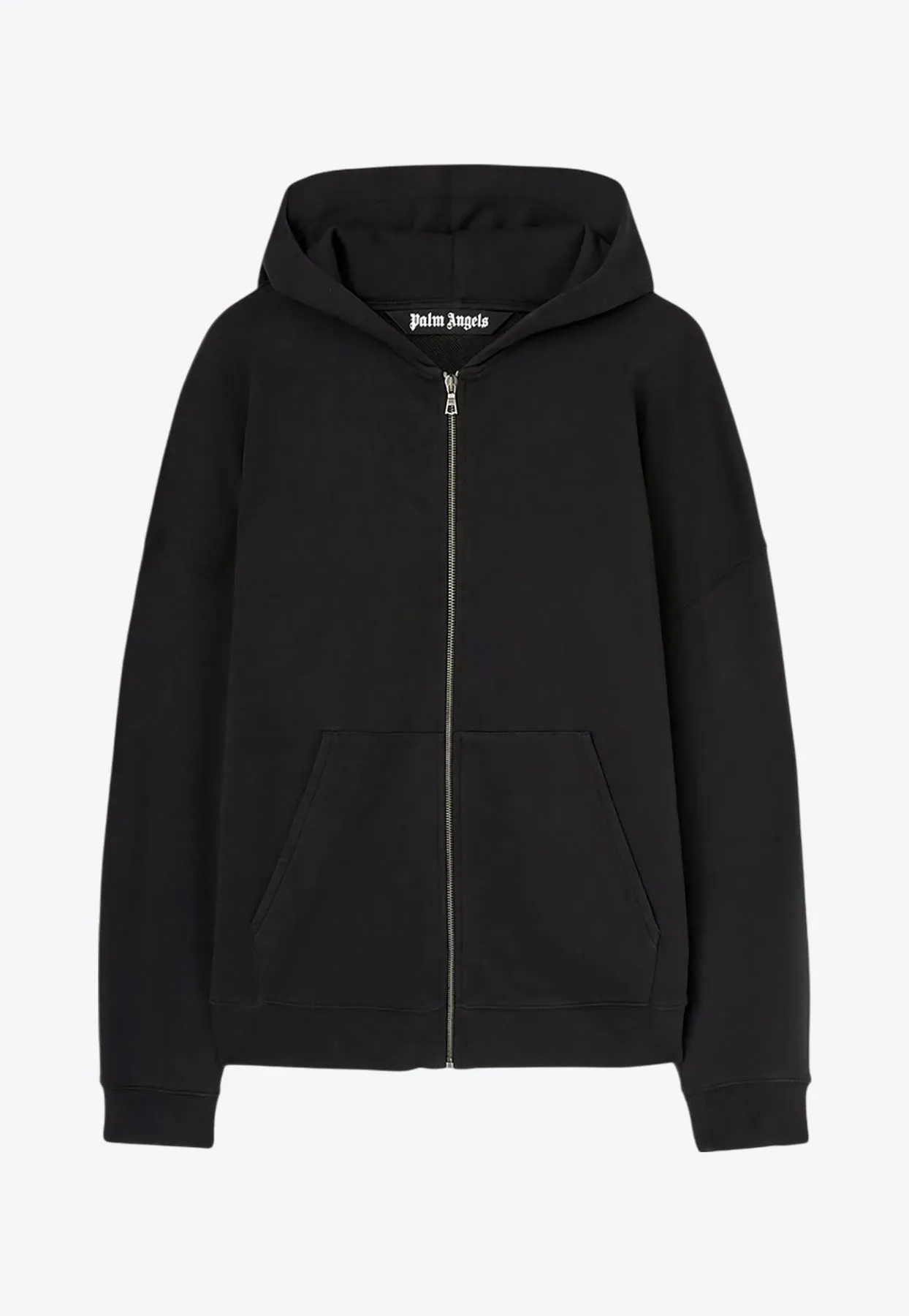 Curved Logo Zip-Up Hooded Sweatshirt