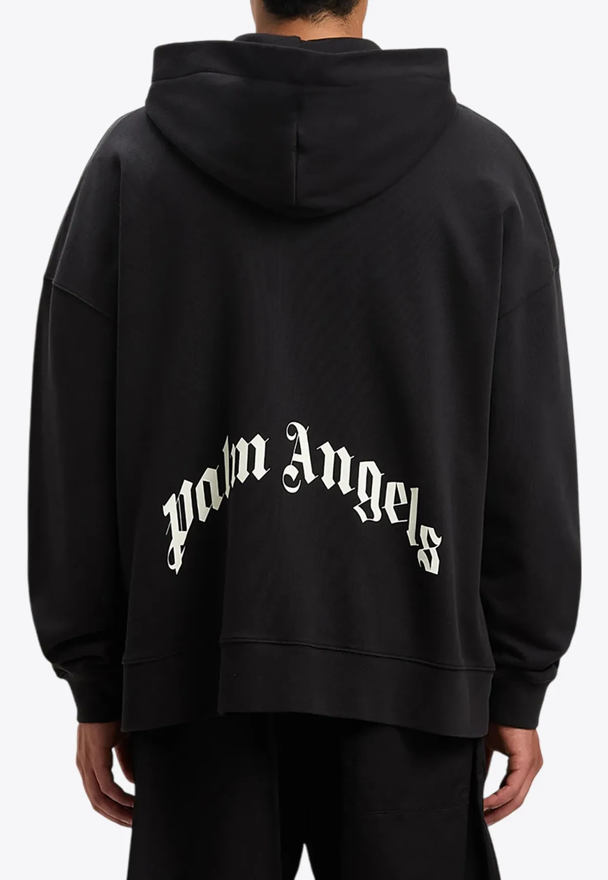 Curved Logo Zip-Up Hooded Sweatshirt
