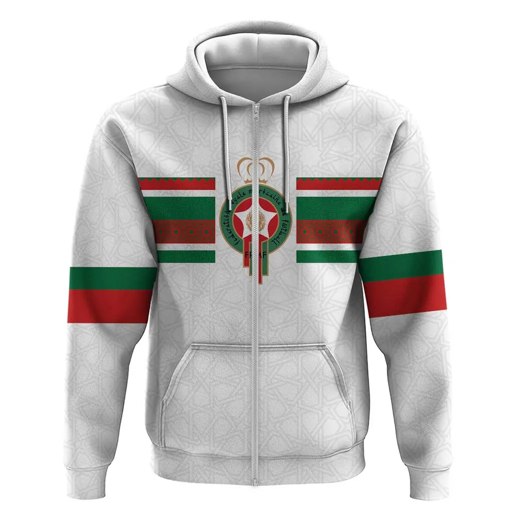 Custom Moroccan Football Zip Hoodie The Hunt of Atlas Lions LT03