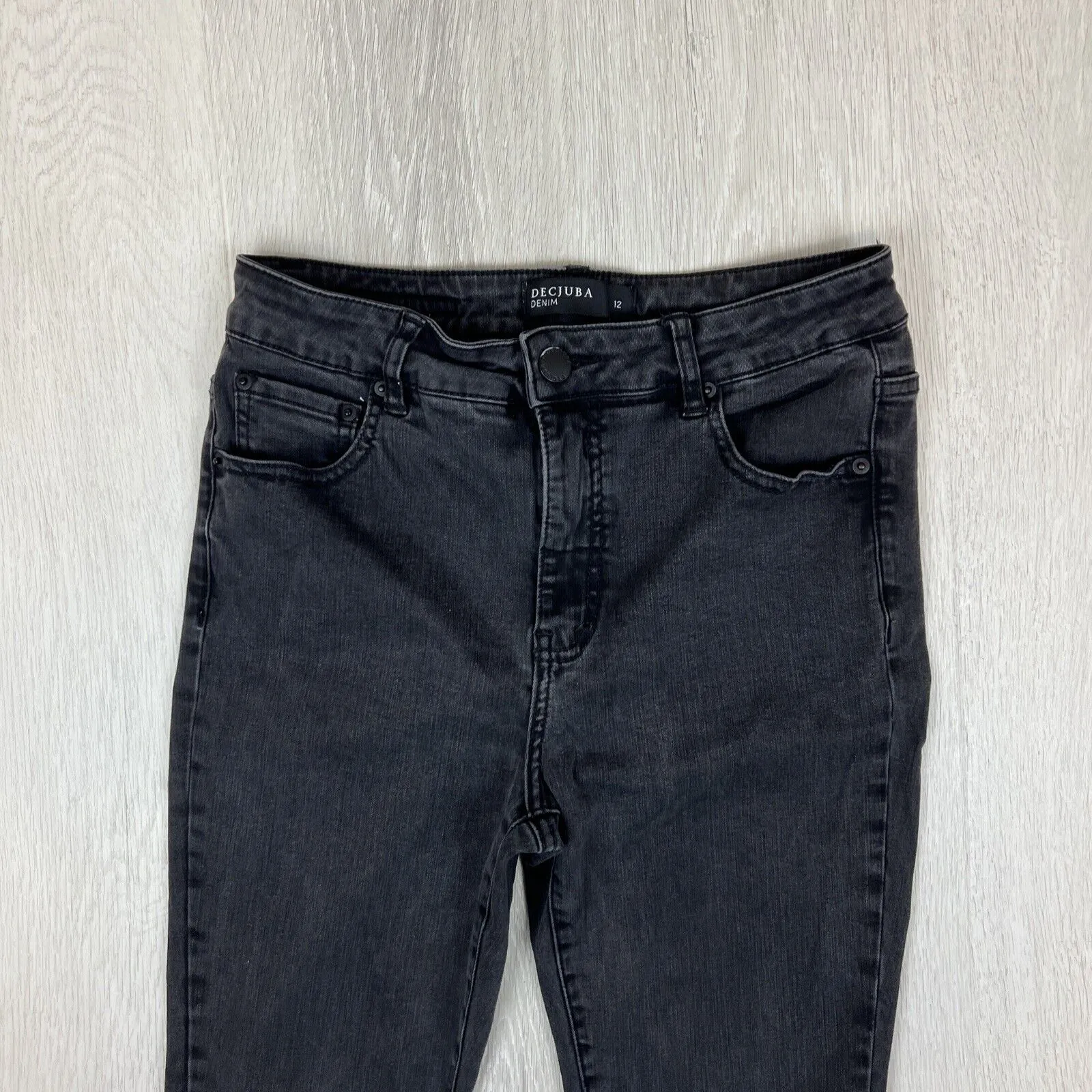 Decjuba Womens Skinny Black Denim Jeans Size 12