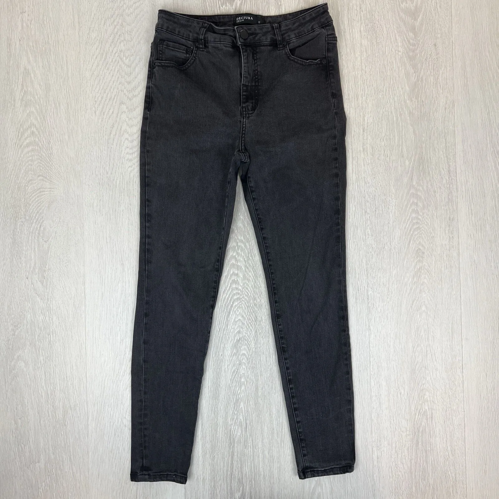 Decjuba Womens Skinny Black Denim Jeans Size 12