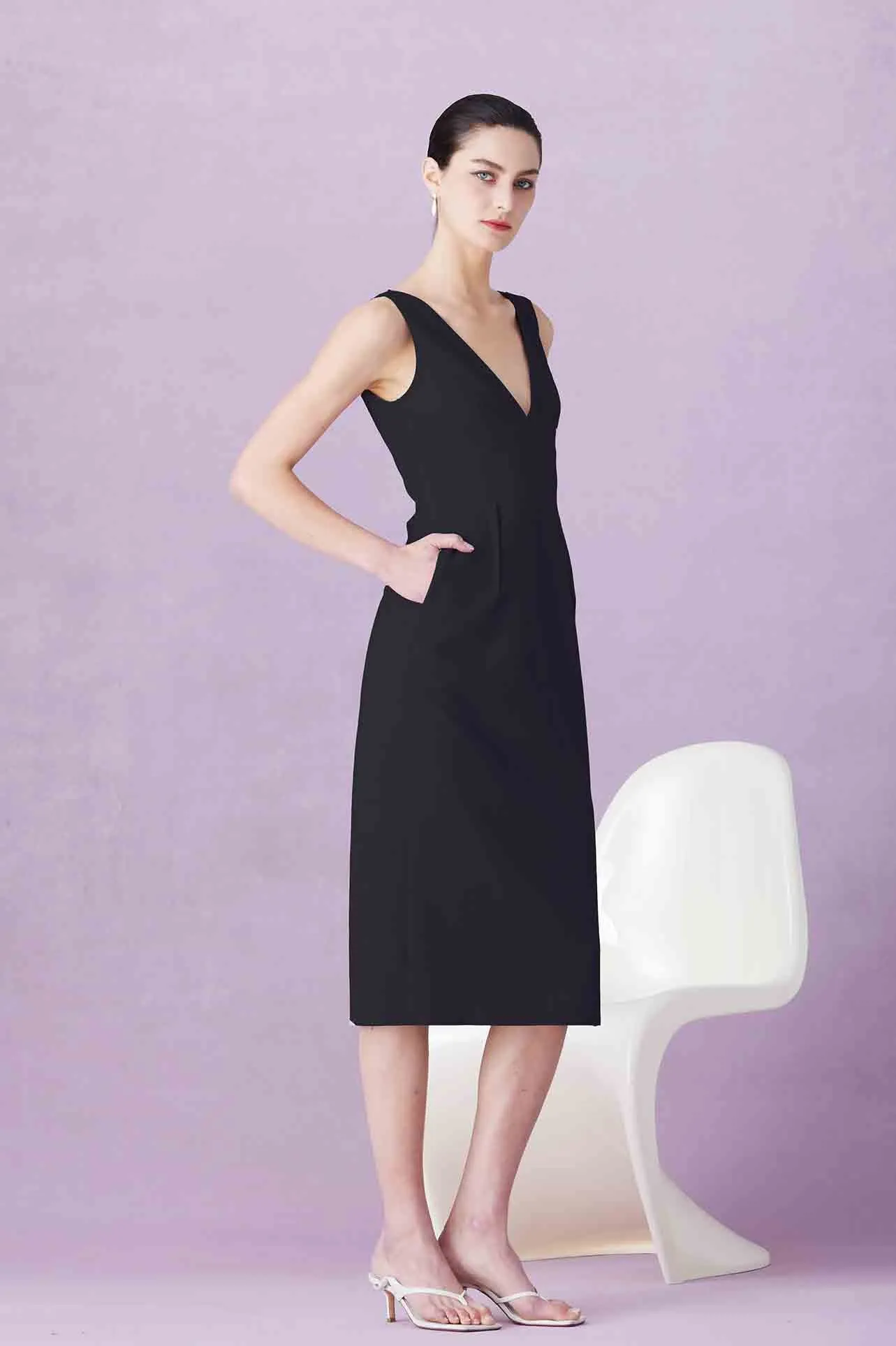 DEEP  V-NECKLINE DRESS