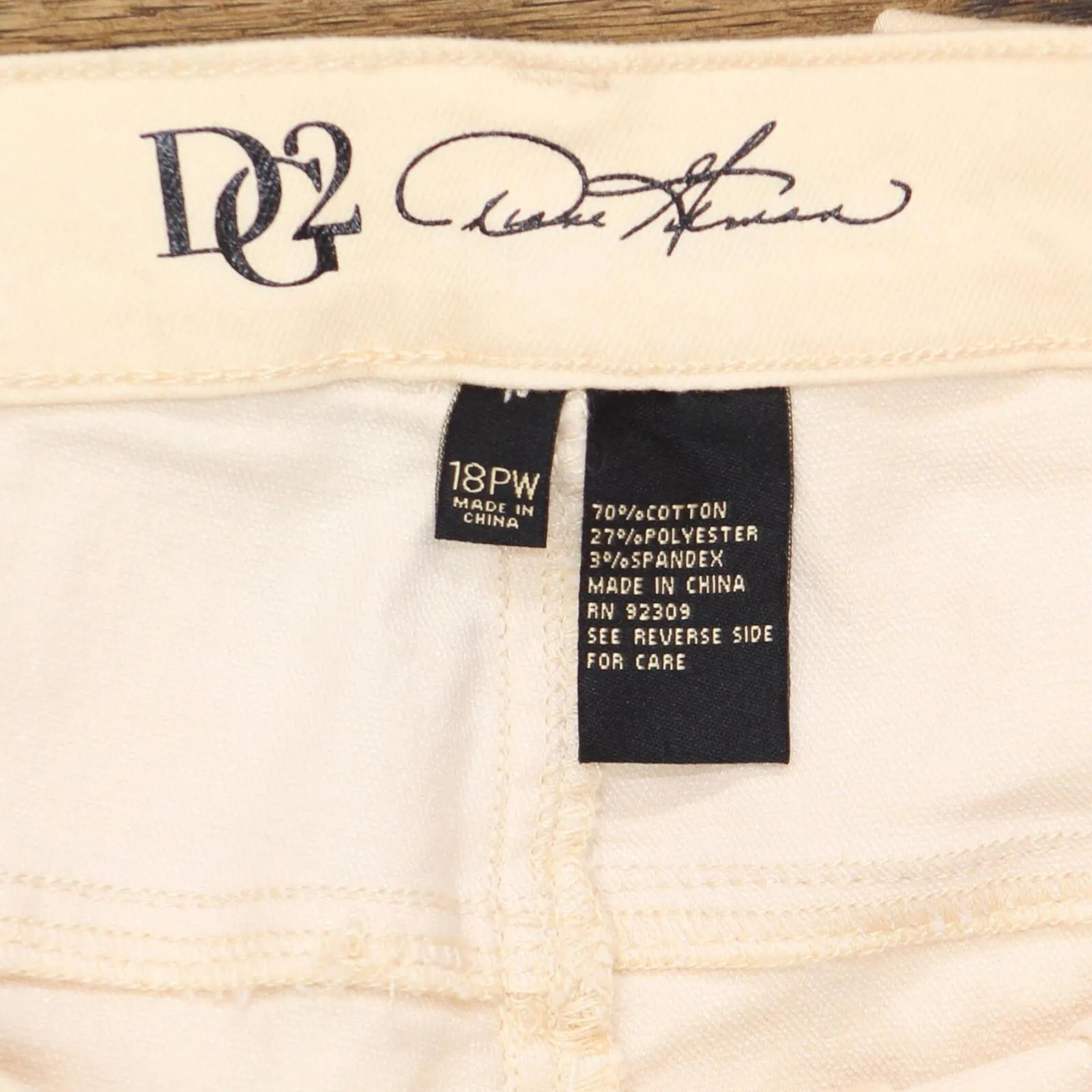 Dg2 Womens Slit Leg Floral Straight Leg Jeans Cream Off White 18WP