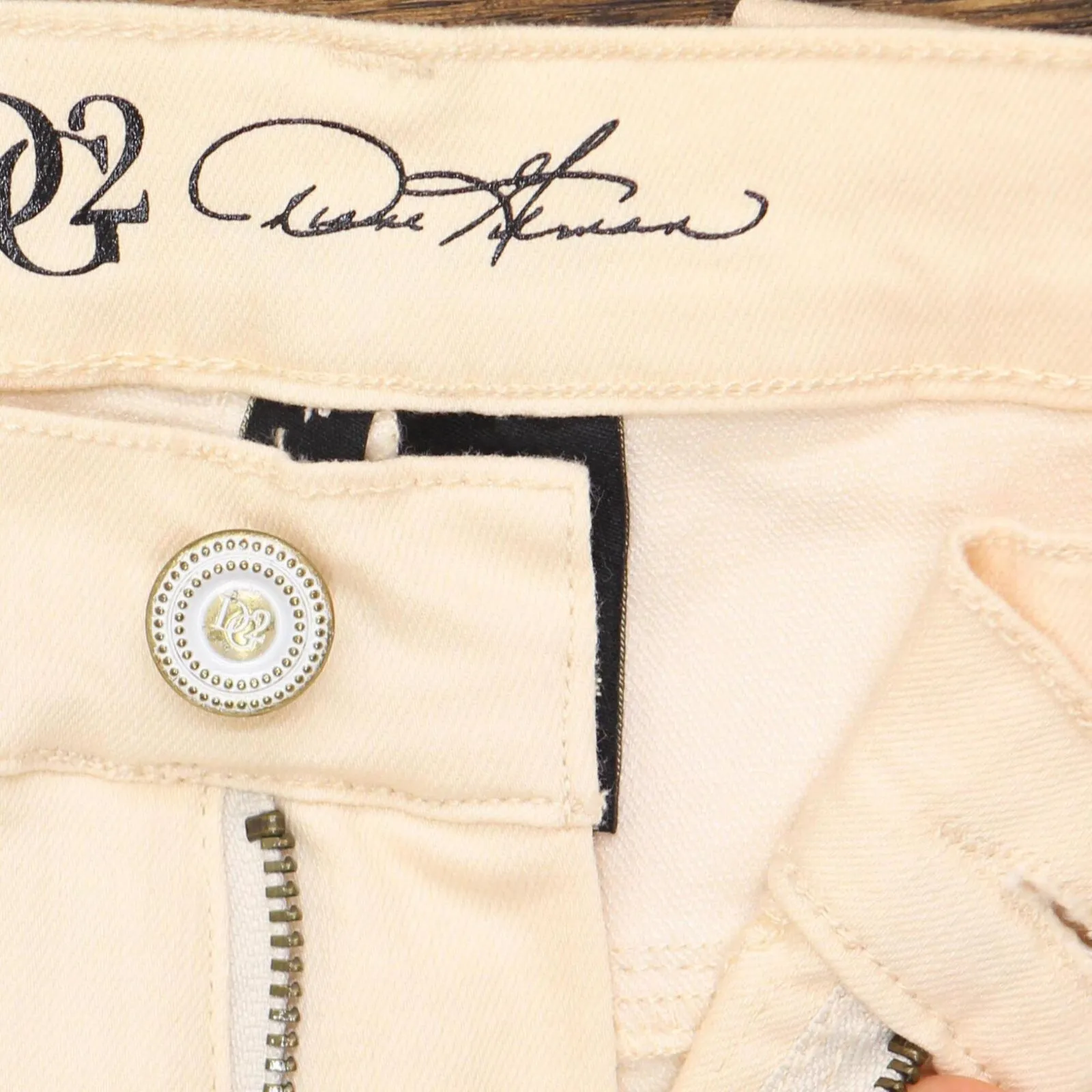 Dg2 Womens Slit Leg Floral Straight Leg Jeans Cream Off White 18WP