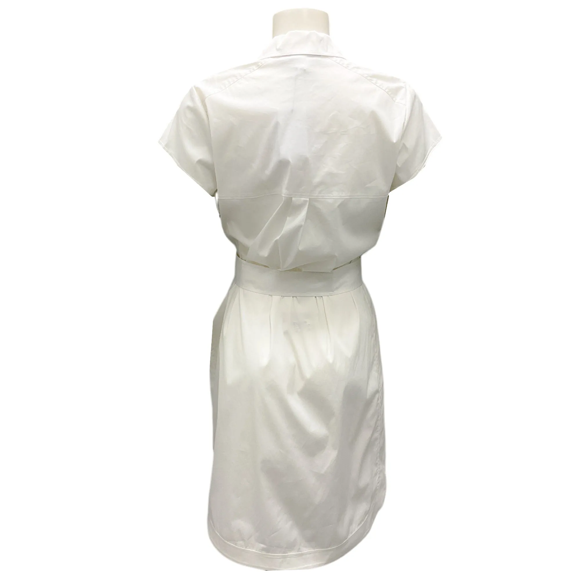 Diane von Furstenberg White Belted Short Sleeved Cotton Aviana Dress