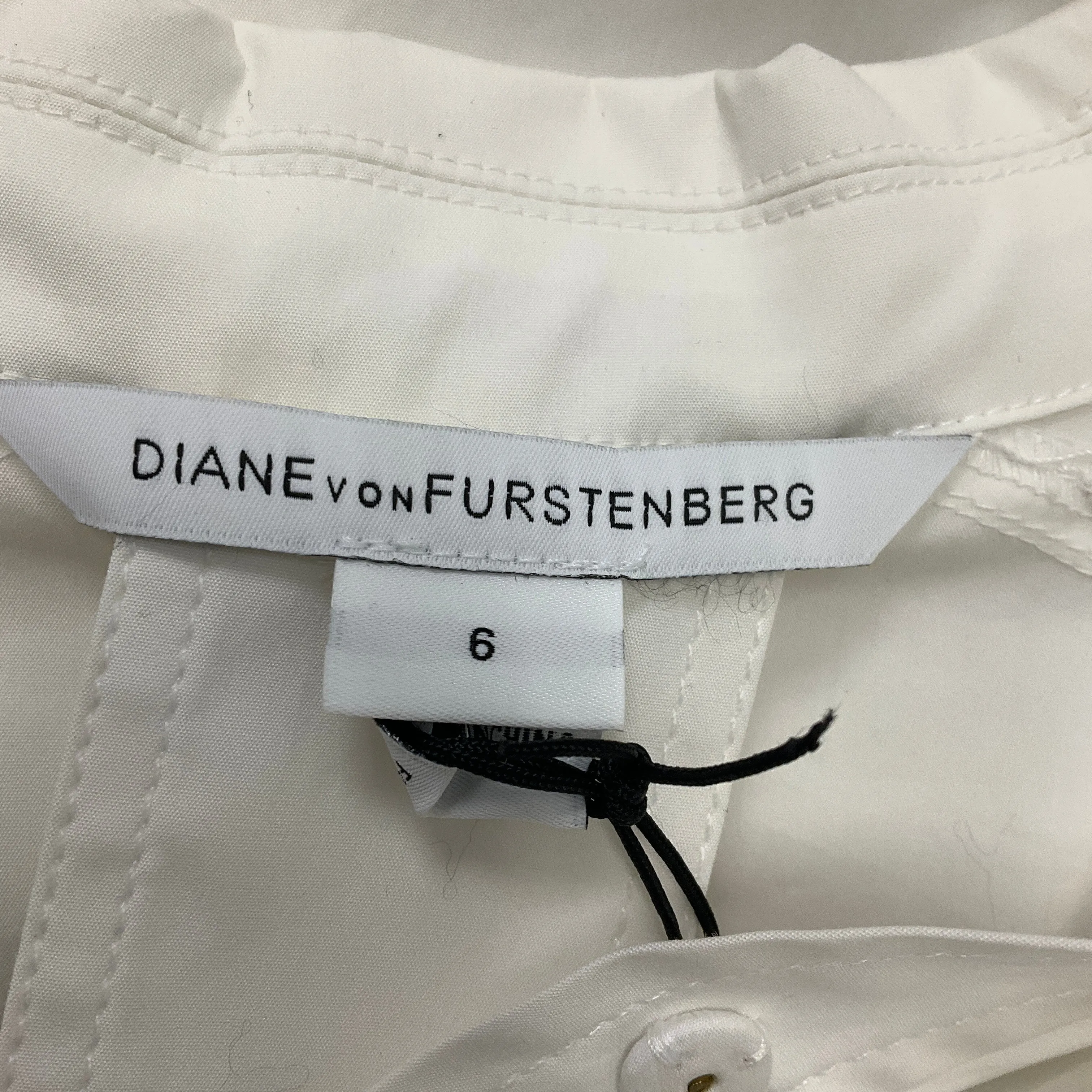 Diane von Furstenberg White Belted Short Sleeved Cotton Aviana Dress