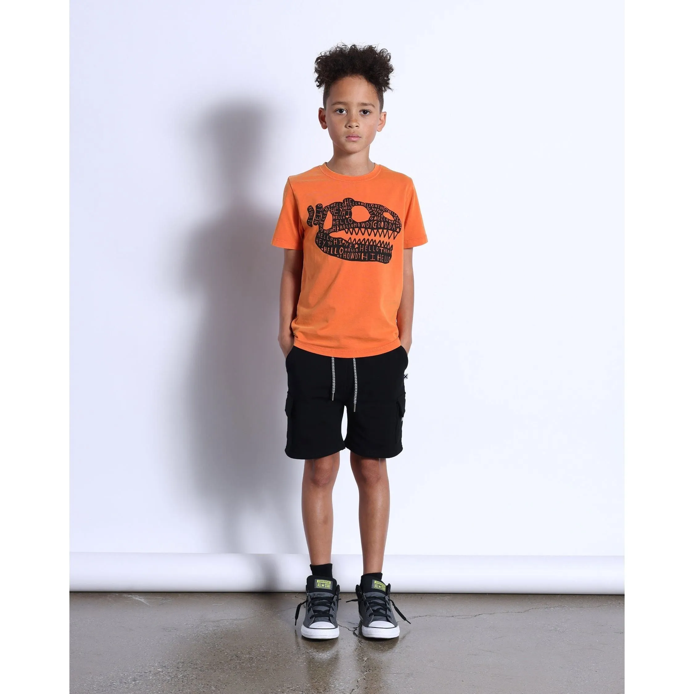 Dino Bone Tee- Orange Wash