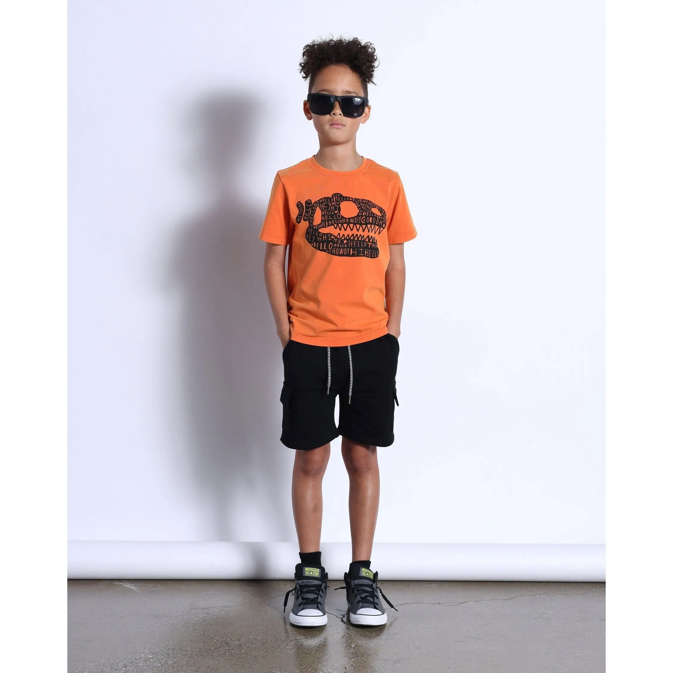 Dino Bone Tee- Orange Wash
