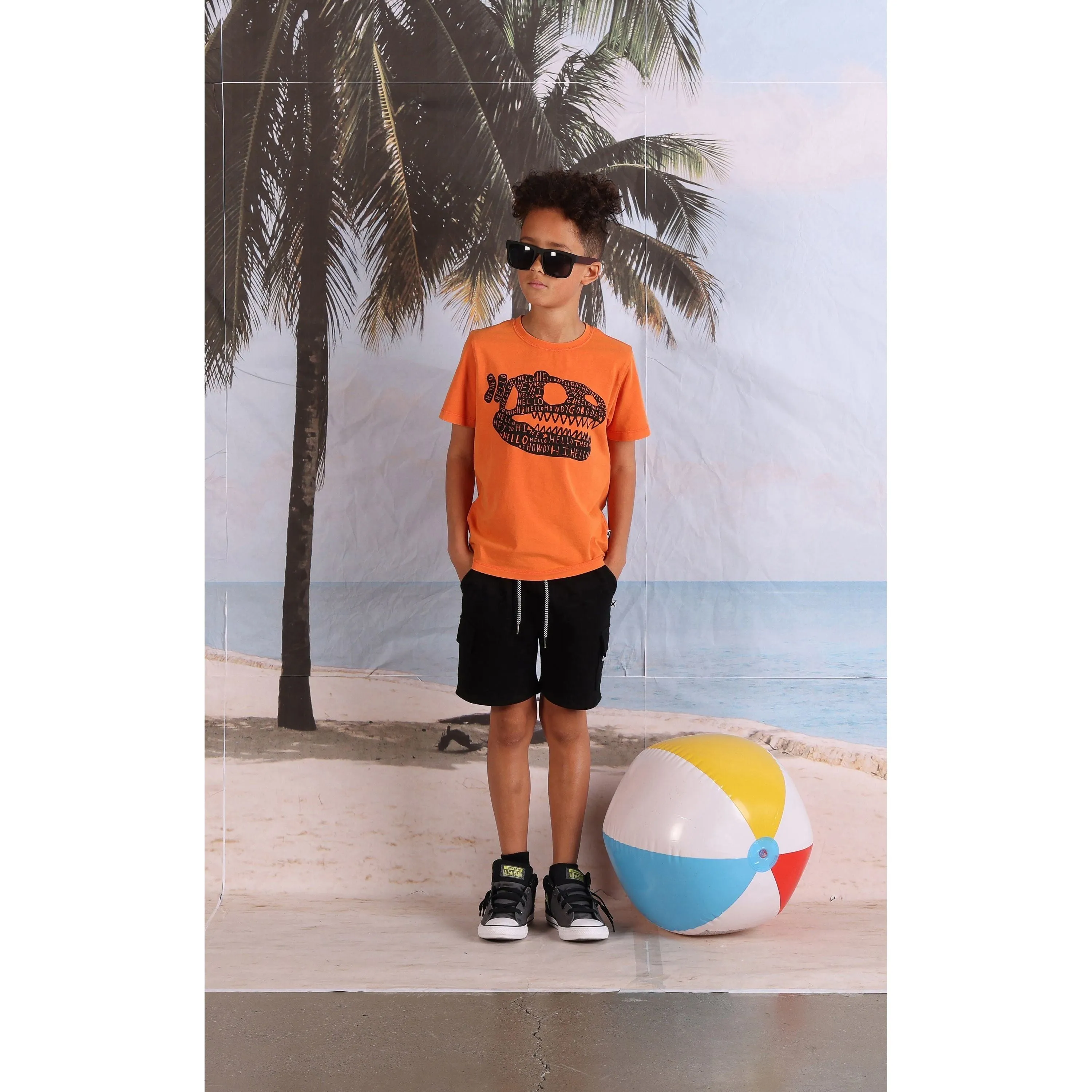 Dino Bone Tee- Orange Wash