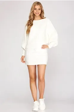 Dolman Sleeve Knit Sweater Dress