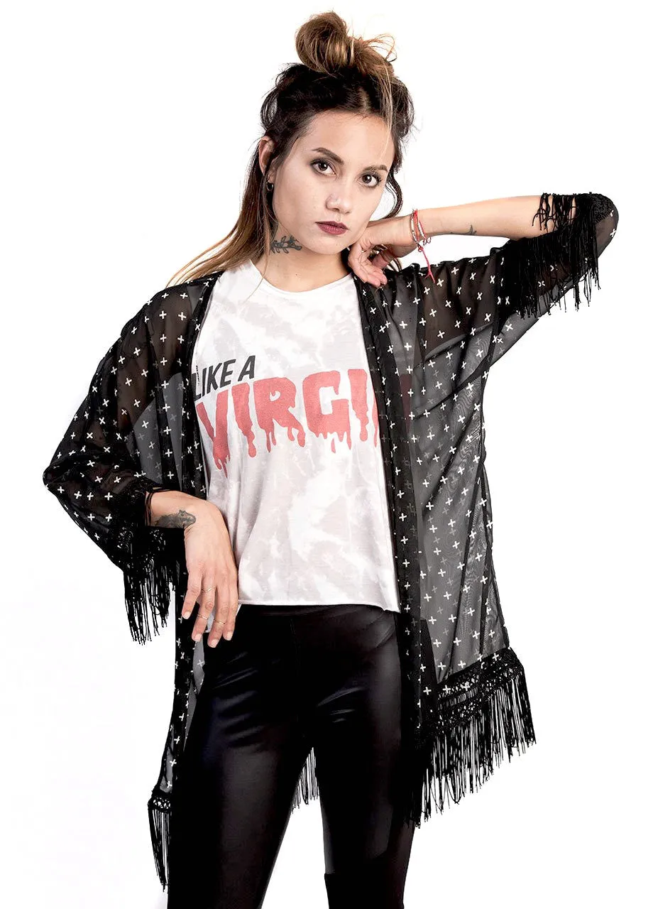 Don't Cross Me Fringe Kimono