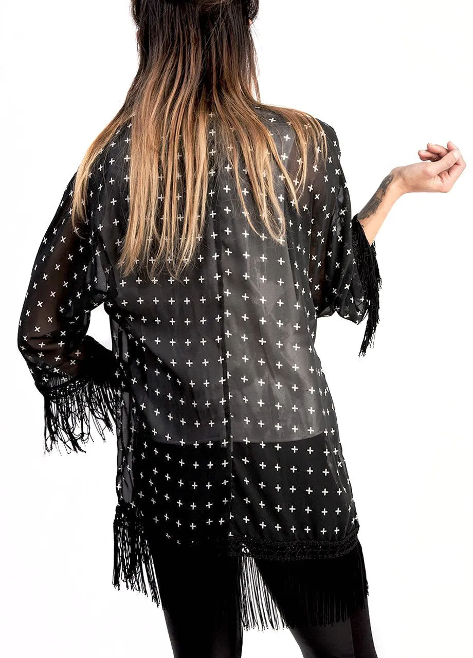 Don't Cross Me Fringe Kimono