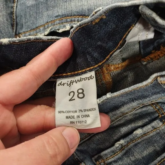 Driftwood 28 Audrey Stretch Cotton Blend Straight Low Rise 90s 00s Blue Jeans