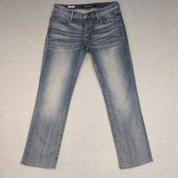 Driftwood 28 Audrey Stretch Cotton Blend Straight Low Rise 90s 00s Blue Jeans