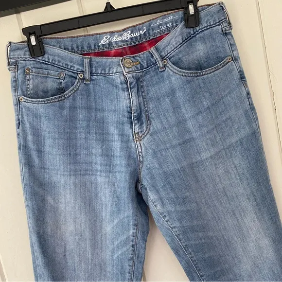 Eddie Bauer, Women's Denim Flannel Lined Boyfriend Relaxed Fit Jeans, Blue