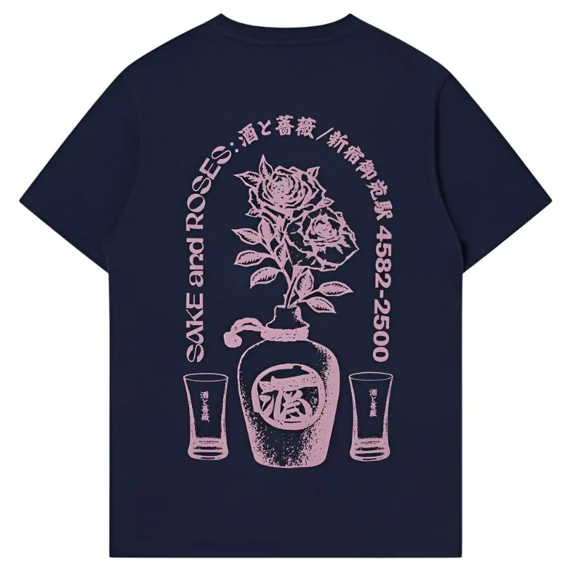 Edwin Sake and Roses  T-Shirt Maritime Blue