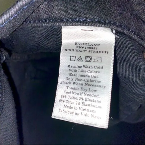 Everlane | Women's | High Rise | Straight | Ankle | Jeans | Black | Size 25