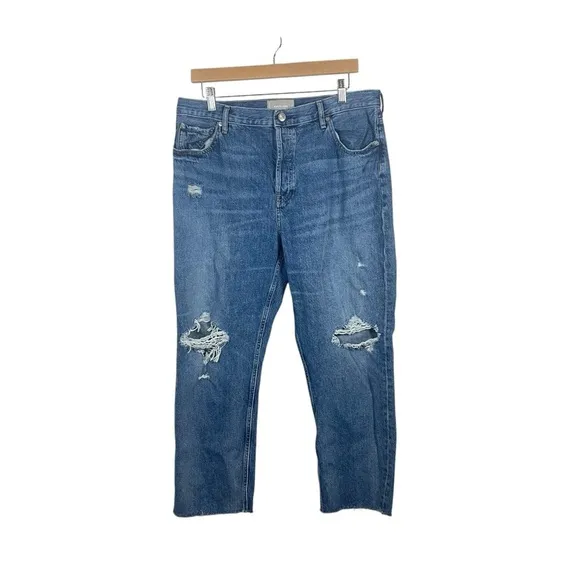 Everlane Women’s The Cheeky Distressed Crop Jean in Medium Wash Size 33