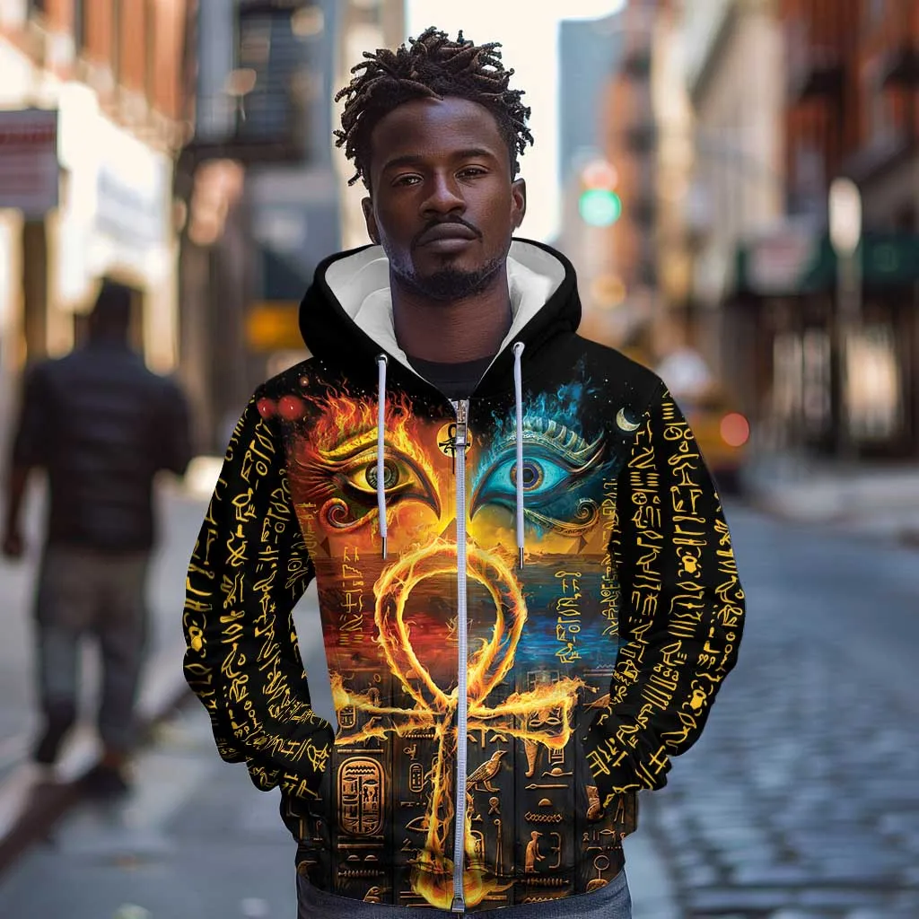 Eye of Ra and Eye of Horus Zip Hoodie Power and Magic Ancient Egyptian Mythology LT9