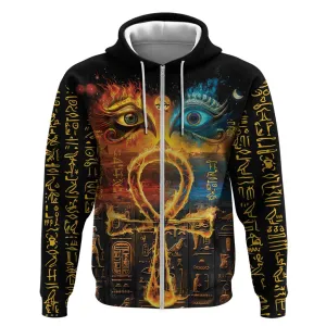 Eye of Ra and Eye of Horus Zip Hoodie Power and Magic Ancient Egyptian Mythology LT9