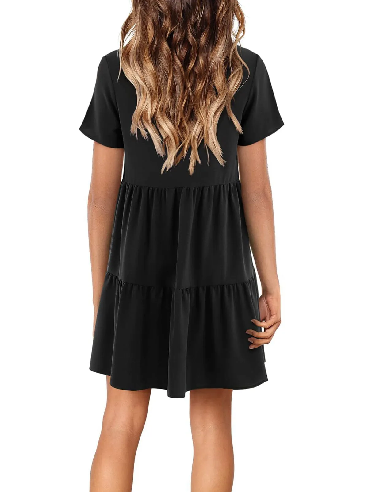Fantaslook Summer Dresses for Women V Neck Casual Loose Flowy Swing Shift Dress