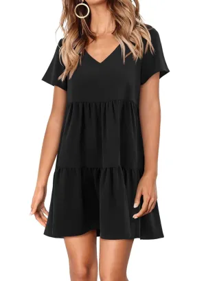 Fantaslook Summer Dresses for Women V Neck Casual Loose Flowy Swing Shift Dress