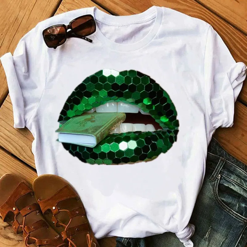 Fashion Women Lips Graphic T Shirt