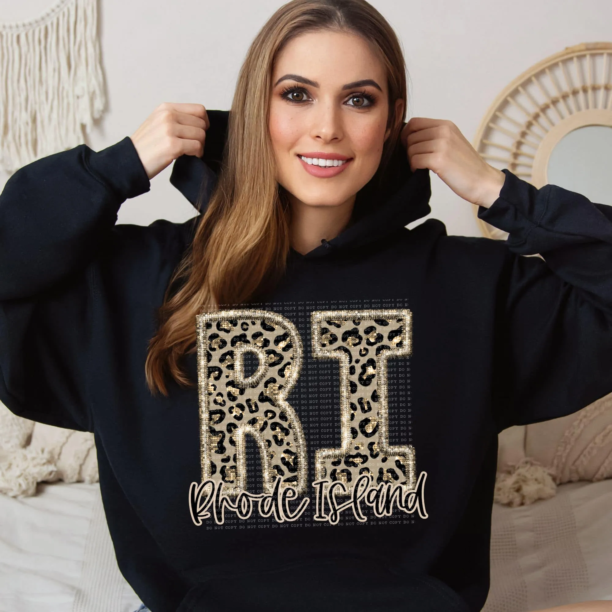Faux Embroidered Cheetah North Dakota - Wyoming Hoodie by Crafty Casey's