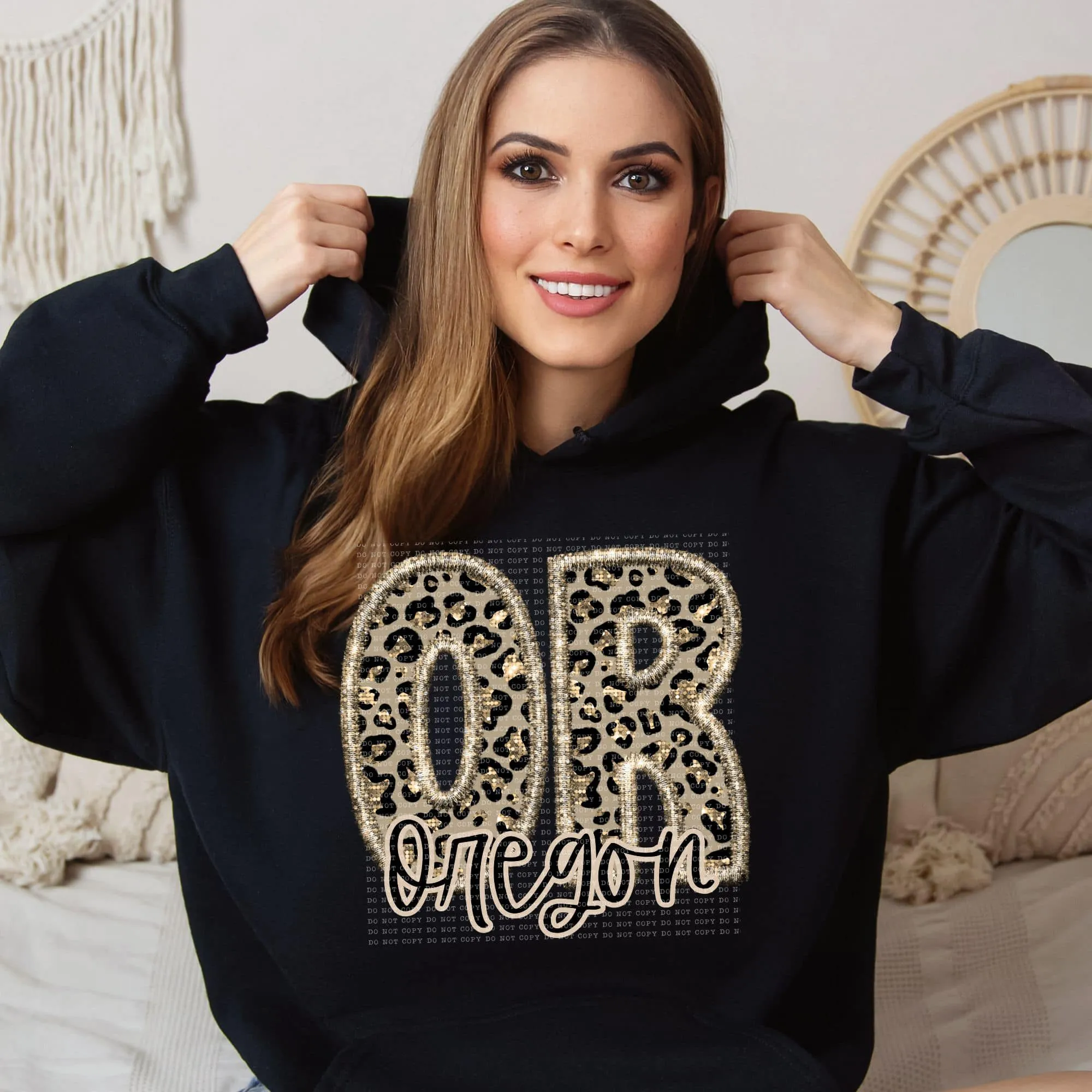 Faux Embroidered Cheetah North Dakota - Wyoming Hoodie by Crafty Casey's