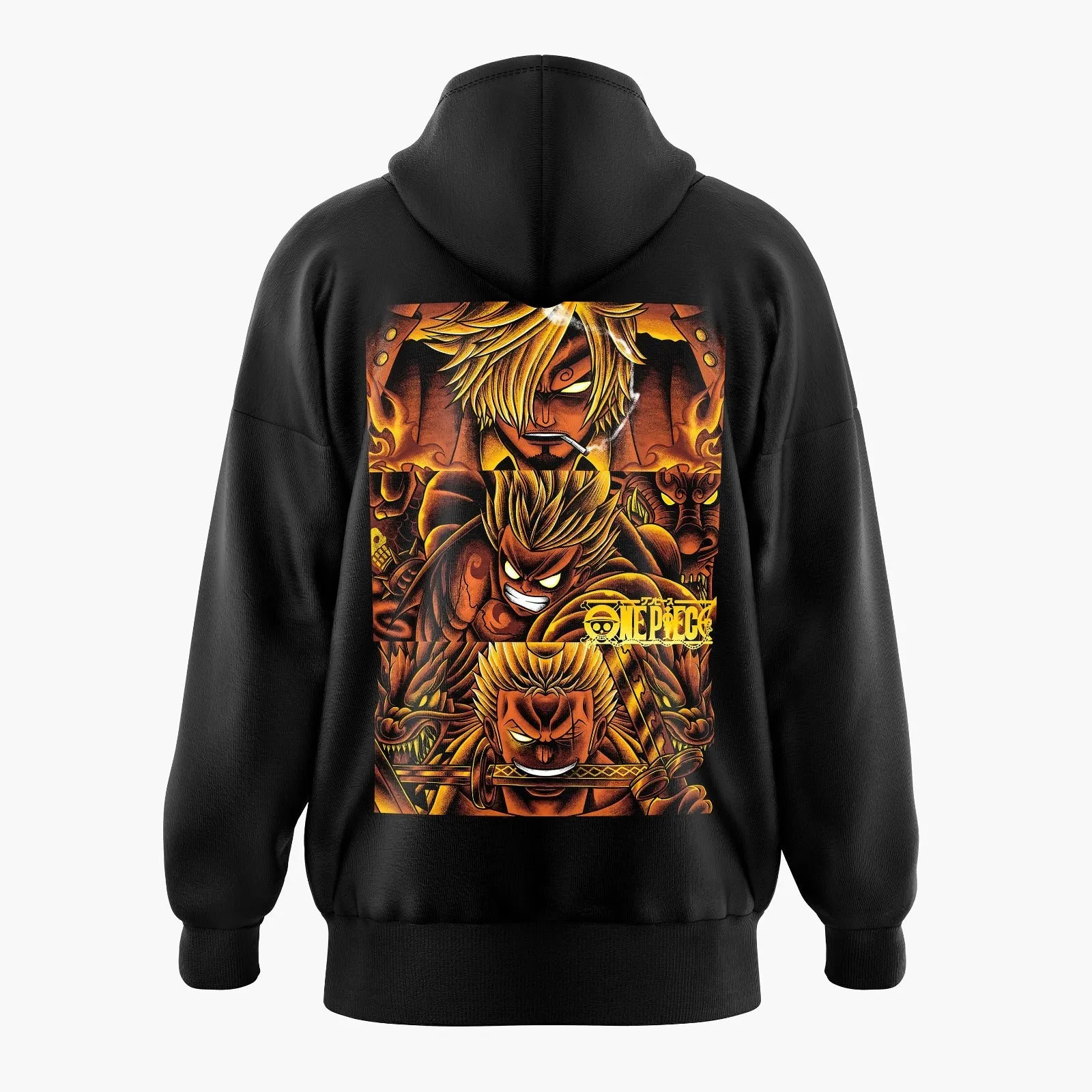 Fired up Monster Trio Sanji Luffy Zoro One Piece Oversized Hoodie