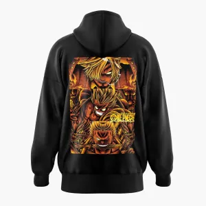 Fired up Monster Trio Sanji Luffy Zoro One Piece Oversized Hoodie