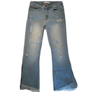 Flying Monkey  Mid Rise Crop Kick Flare Jeans