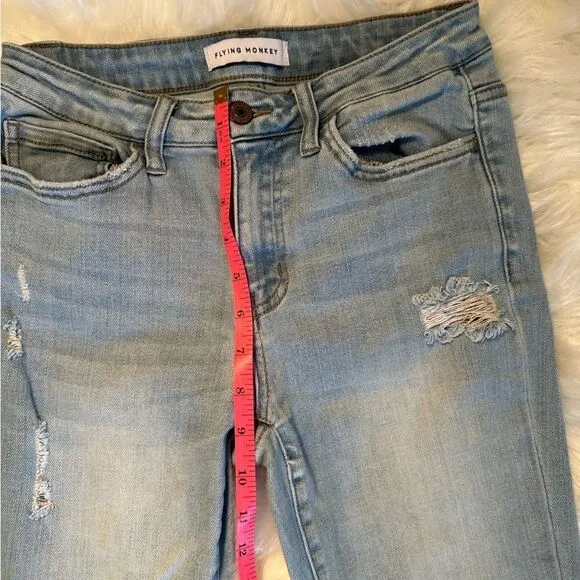 Flying Monkey  Mid Rise Crop Kick Flare Jeans