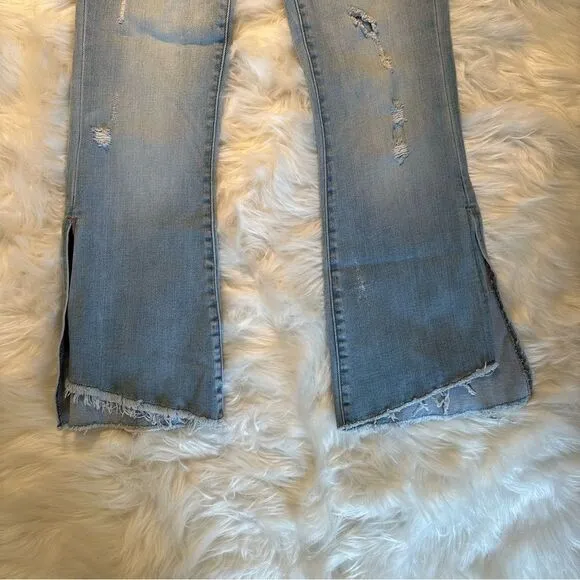 Flying Monkey  Mid Rise Crop Kick Flare Jeans