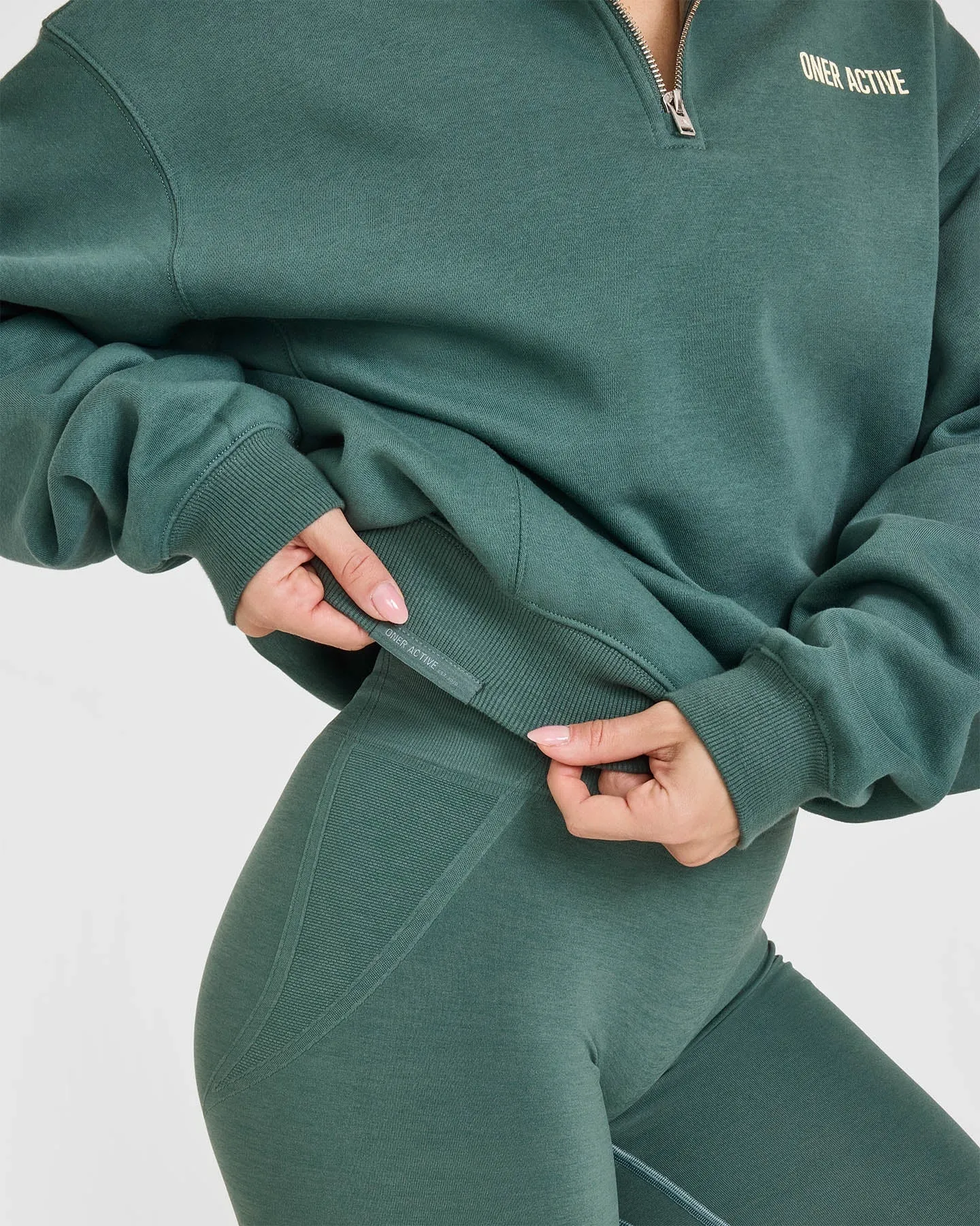 Foundations 1/4 Zip Sweatshirt With Printed Graphic | Iced Green