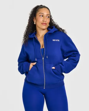 Foundations Zip Through Hoodie With Printed Graphic | Strong Blue